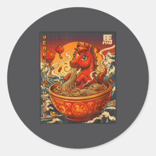 Vintage Jahr des Pferdes Ramen chinesische Nudeln Runder Aufkleber