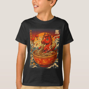 Vintage-Jahr des Pferdes Ramen Chinesische Nudeln  T-Shirt