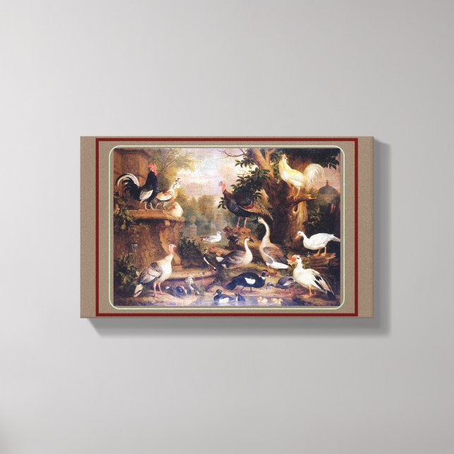 Vintage Jakob Bogdani Vögel in einer Landschaft Leinwanddruck (Vorderseite)