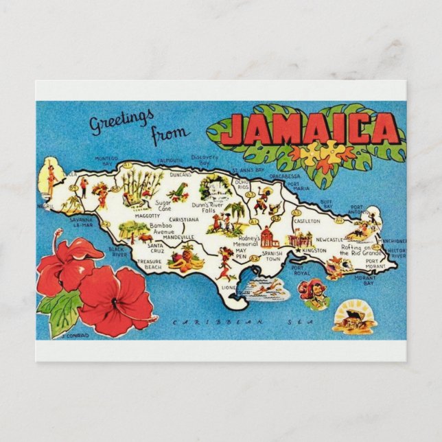 Vintage Jamaika Insel Postkarte (Vorderseite)