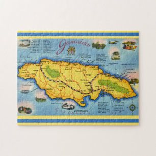 Vintage Jamaika-Karte Postkarte Puzzle