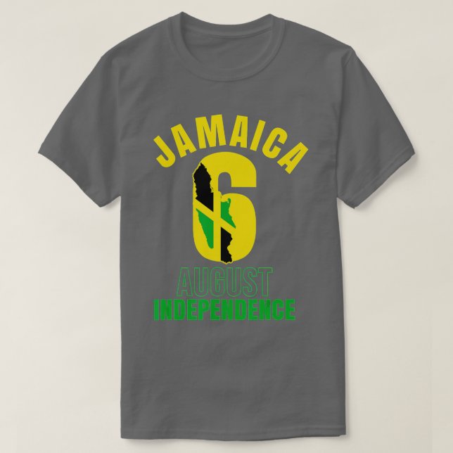 Vintage jamaikanische Flagge 6 August Unabhängigke T-Shirt (Design vorne)