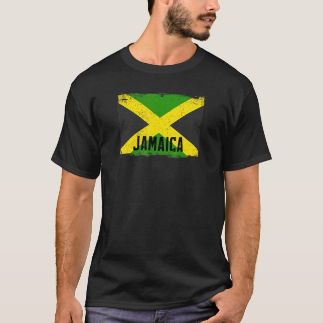 Vintage jamaikanische Flagge Heritage Roots Jamaik T-Shirt (Vorderseite)