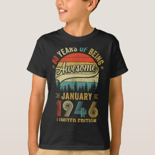Vintage Januar 1946 Alt 80. Geburtstag Männer Frau T-Shirt