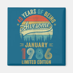 Vintage Januar 1986 Alt 40. Geburtstag Männer Frau Magnet