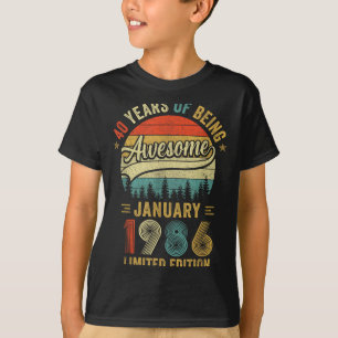 Vintage Januar 1986 Alt 40. Geburtstag Männer Frau T-Shirt