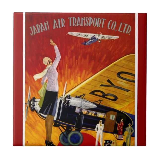 Vintage Japan Airline Ad Fliese (Vorderseite)