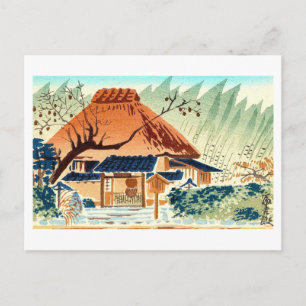 Vintage Japan Bauernhaus von Tokuriki Tomikichico Postkarte