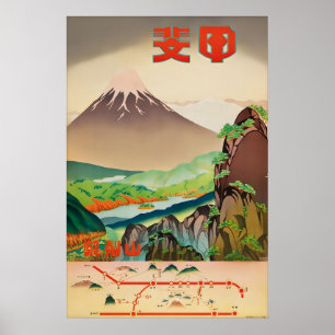 Vintage Japan Berg Fuji Reiseplakat Yamanashi Poster