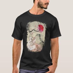 Vintage Japan Katze Japanischer Holzschnitt T-Shirt
