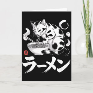 Vintage-Japan-Kunst-Ramen-Katze-Retro-Japanisches- Karte