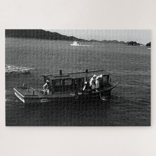 Vintage Japan Mie Mikimoto Insel-Perlentaucherboot Puzzle