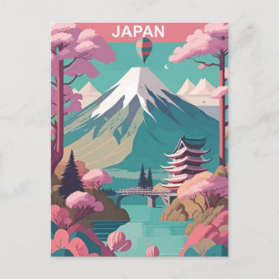 Vintage Japan Tokio Reise Aquarell Asien Postkarte