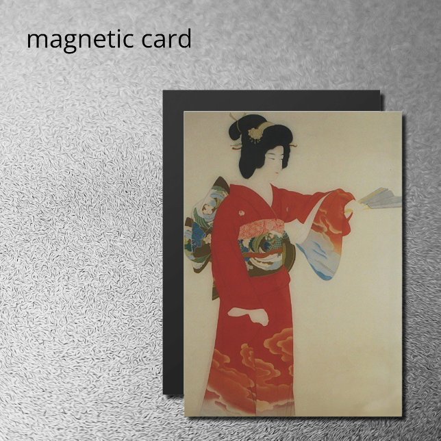 Vintage Japanerin in Rot-Kimono Magneteinladung (Von Creator hochgeladen)