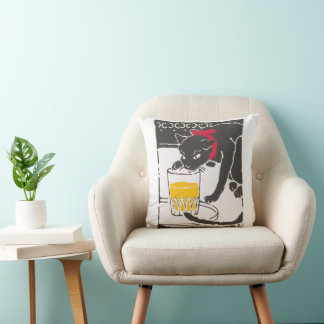 Vintage Japanese Beer Cat Art Goyo Retro  Kissen