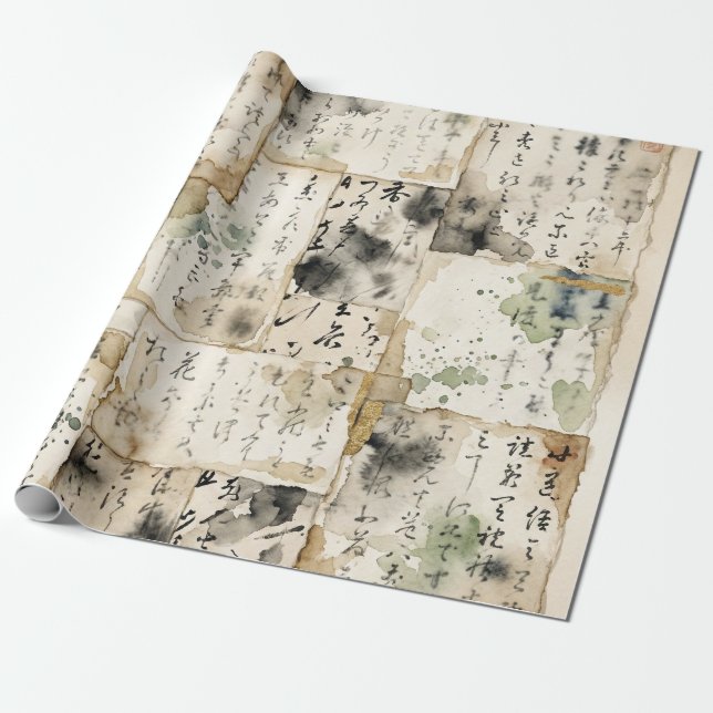 Vintage Japanese Calligraphy Art (2) Geschenkpapier (Ungerollt)