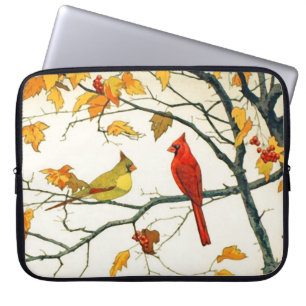 Vintage Japanese drawing, Cardinals on a branch Laptopschutzhülle