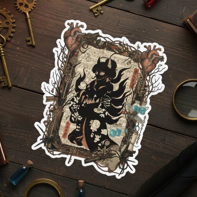 Vintage Japanese Gothic Collage  Sticker (Von Creator hochgeladen)