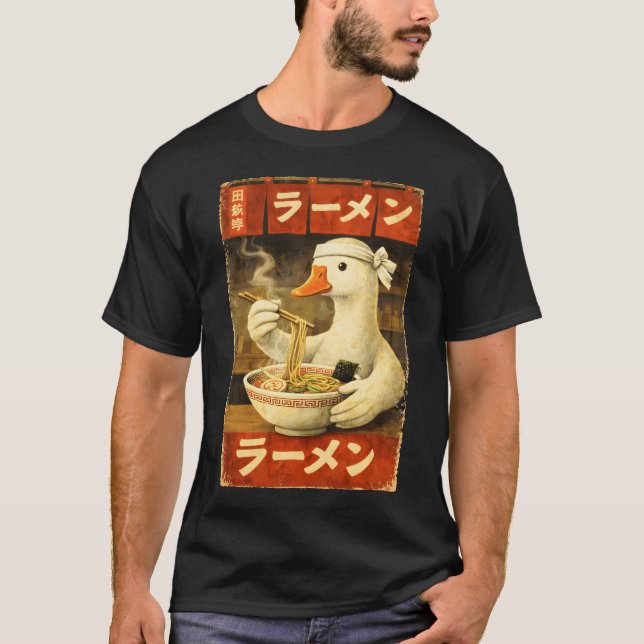 Vintage Japanese Ramen Duck Foodie Anime T-Shirt (Vorderseite)