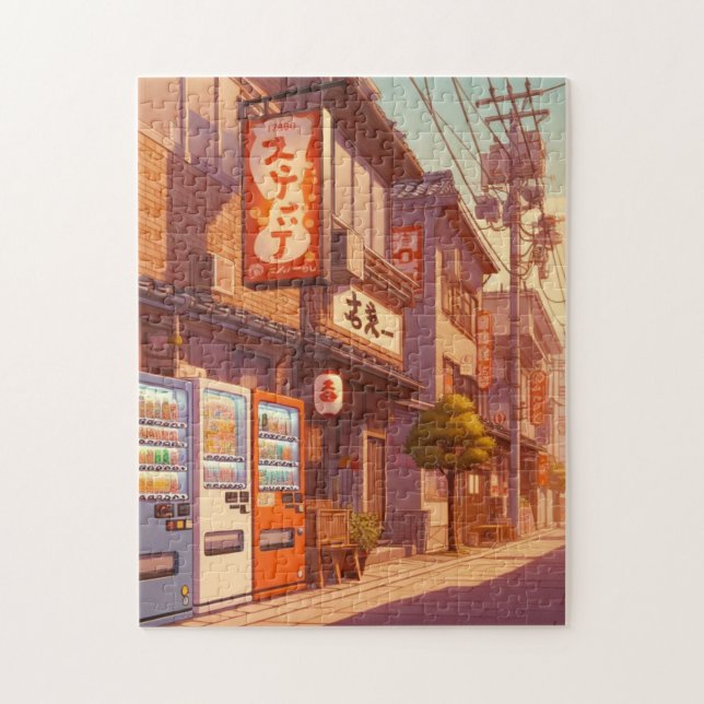 Vintage Japanese Street – Evening Light Puzzle (Vertikal)
