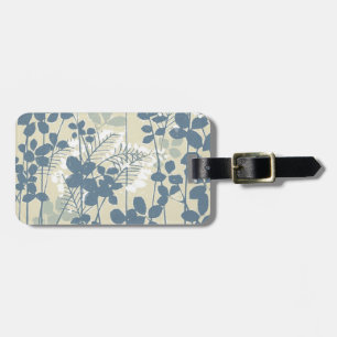 Vintage Japanisch Blau Botanisch: Cremeblattfarn Gepäckanhänger