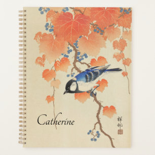 Vintage japanische Aquarelldrucke mit Vogel Planer