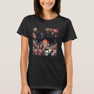 Vintage japanische Art Blume Sunset Floral Geisha  T-Shirt