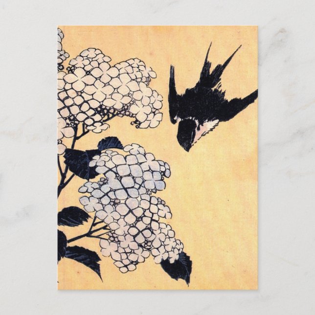 Vintage japanische Art Hydrangea Postkarte (Vorderseite)