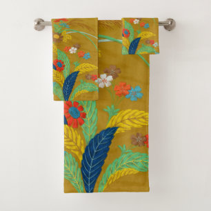 Vintage Japanische Blumen Wildblume G.A. Audsley Badhandtuch Set