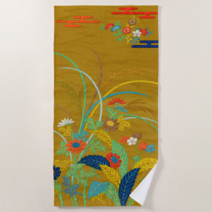 Vintage Japanische Blumen Wildblume G.A. Audsley Strandtuch