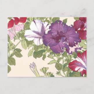 Vintage japanische Blumenkunst lila Morgenprächtig Postkarte