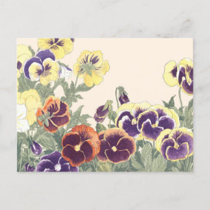 Vintage japanische Blumenskunst Stiefmütterchen Bl Postkarte