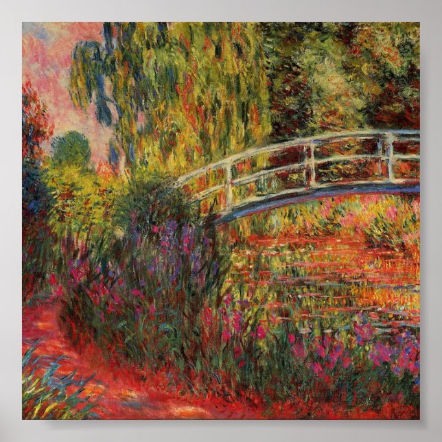 Vintage japanische Brücke Claude Monet Poster (Vorne)