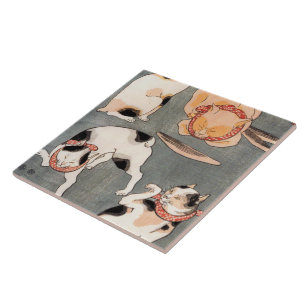 Vintage japanische Chat-Kunst Fliese