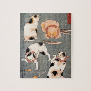 Vintage japanische Chat-Kunst Puzzle
