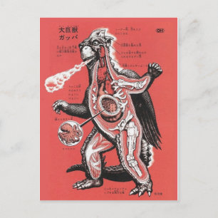 Vintage japanische Cutaway-Monster-Postkarte Postkarte