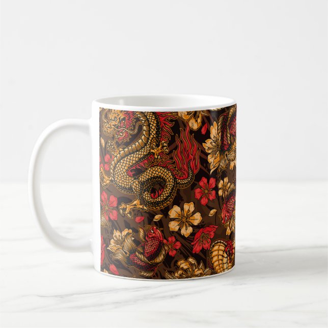 Vintage japanische Elemente nahtlos mit fa Kaffeetasse (Links)