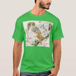 Vintage japanische Eule und Kirsche Blume Sakura A T-Shirt