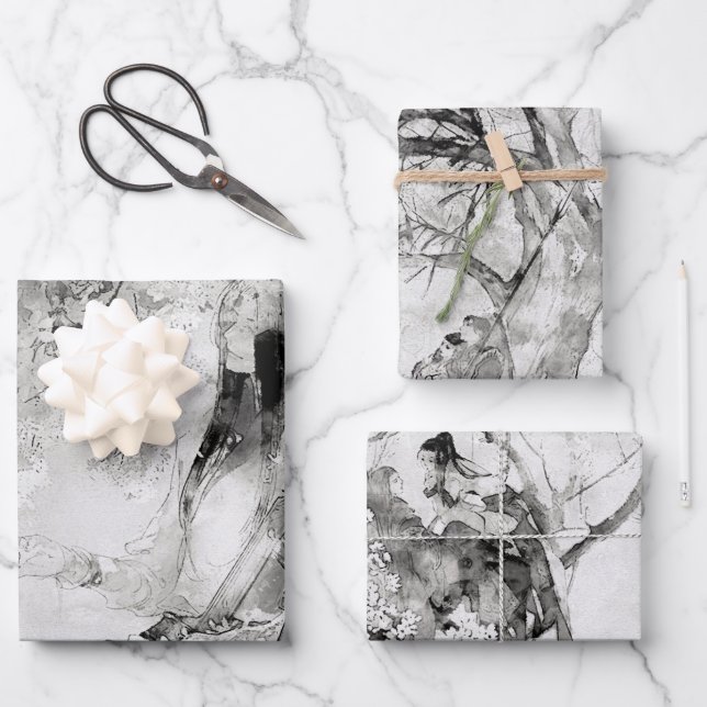 Vintage japanische Farbe Geschenkpapier Set (Vorderseite)