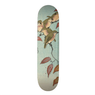 Vintage japanische feine Kunst-Grün-Vögel Skateboard