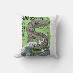 vintage japanische Fischerkunst Wels Kissen