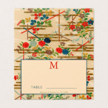 Vintage japanische florale leere Hochzeitsplatzkar