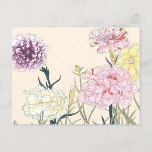 Vintage japanische florale rosa Nelkenblüten Postkarte