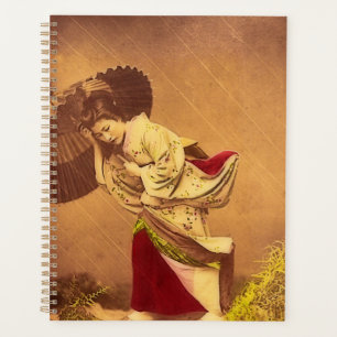 Vintage-japanische Frau im Wind Planer