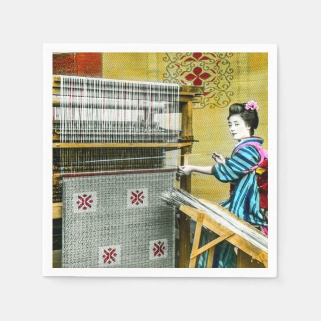 Vintage japanische Frau mit einer Seidendecke Serviette (Vorderseite)