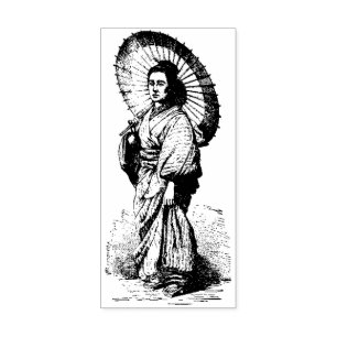 Vintage japanische Frauen-Illustration Gummistempel