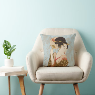 Vintage japanische Geisha Girl in Kimono mit Fan Kissen