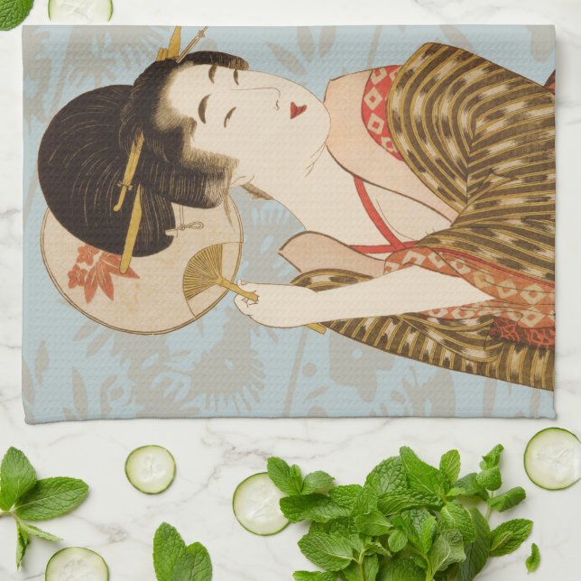 Vintage japanische Geisha Girls in Kimonos Geschirrtuch (Gefaltet)