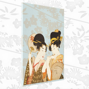 Vintage japanische Geisha Girls in Kimonos Leinwanddruck