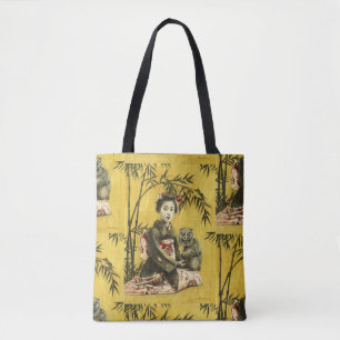 Vintage japanische Geisha und Demon Tote Bag